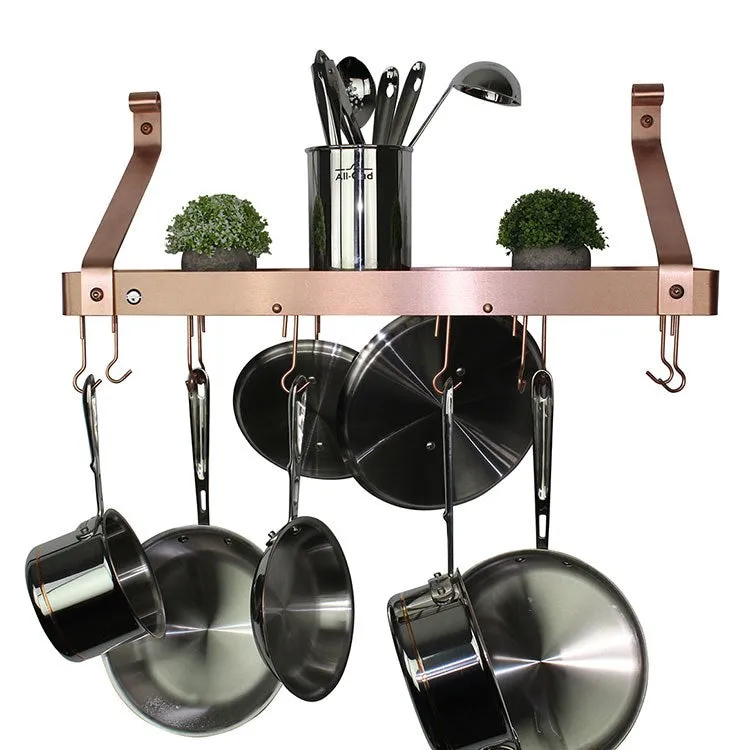 24" Gourmet Bookshelf Wall Rack with 12 Hooks