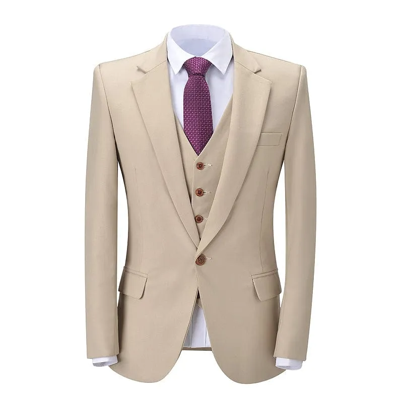 3 Piece Men's Suits Slim Fit Suits(Blazer vest Pants)