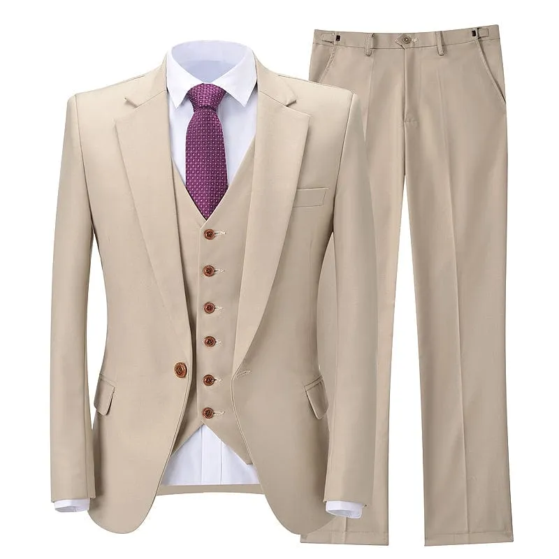 3 Piece Men's Suits Slim Fit Suits(Blazer vest Pants)