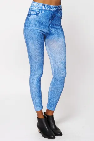 Acid Wash Jean Detail Thermal Leggings