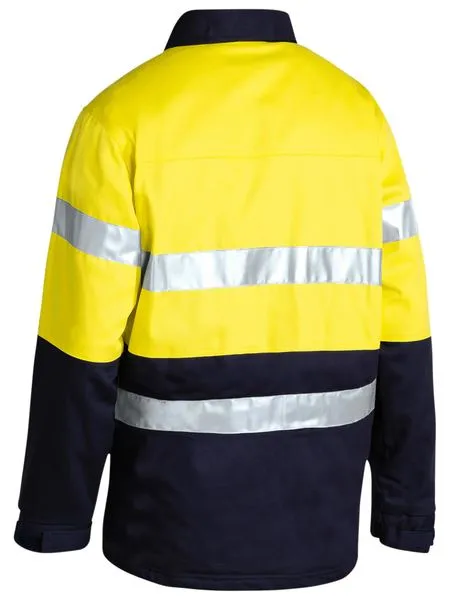 Bisley 2 Tone Hi Vis Drill Jacket 3M Reflective Tape - Yellow/Navy (BK6710T)