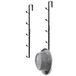 Black Metal Over-the-Door Rack with 5 Hooks, Set of 2