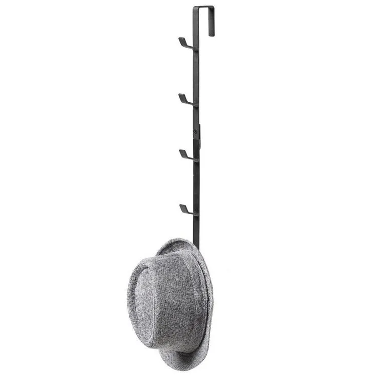 Black Metal Over-the-Door Rack with 5 Hooks, Set of 2