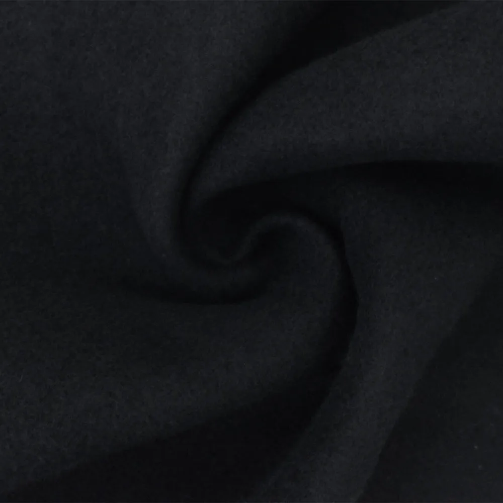 Black Solid Poly Rayon Double Brushed Jacketing Woven Fabric