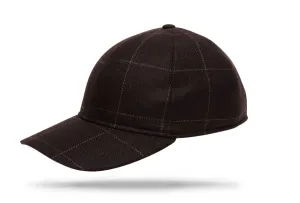 Cashmere Baseball Cap - Brown Windowpane