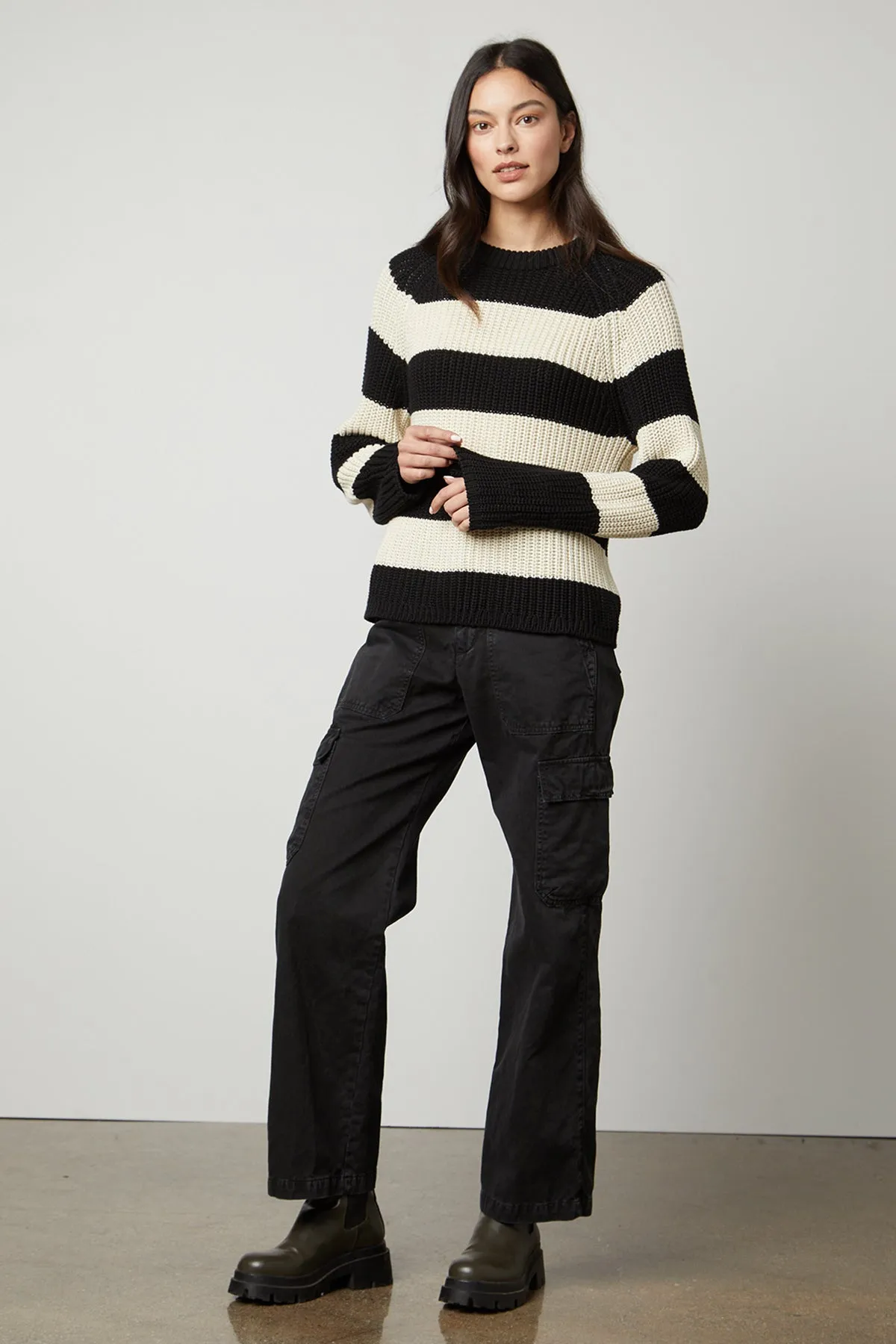 CIARA STRIPED CREW NECK SWEATER