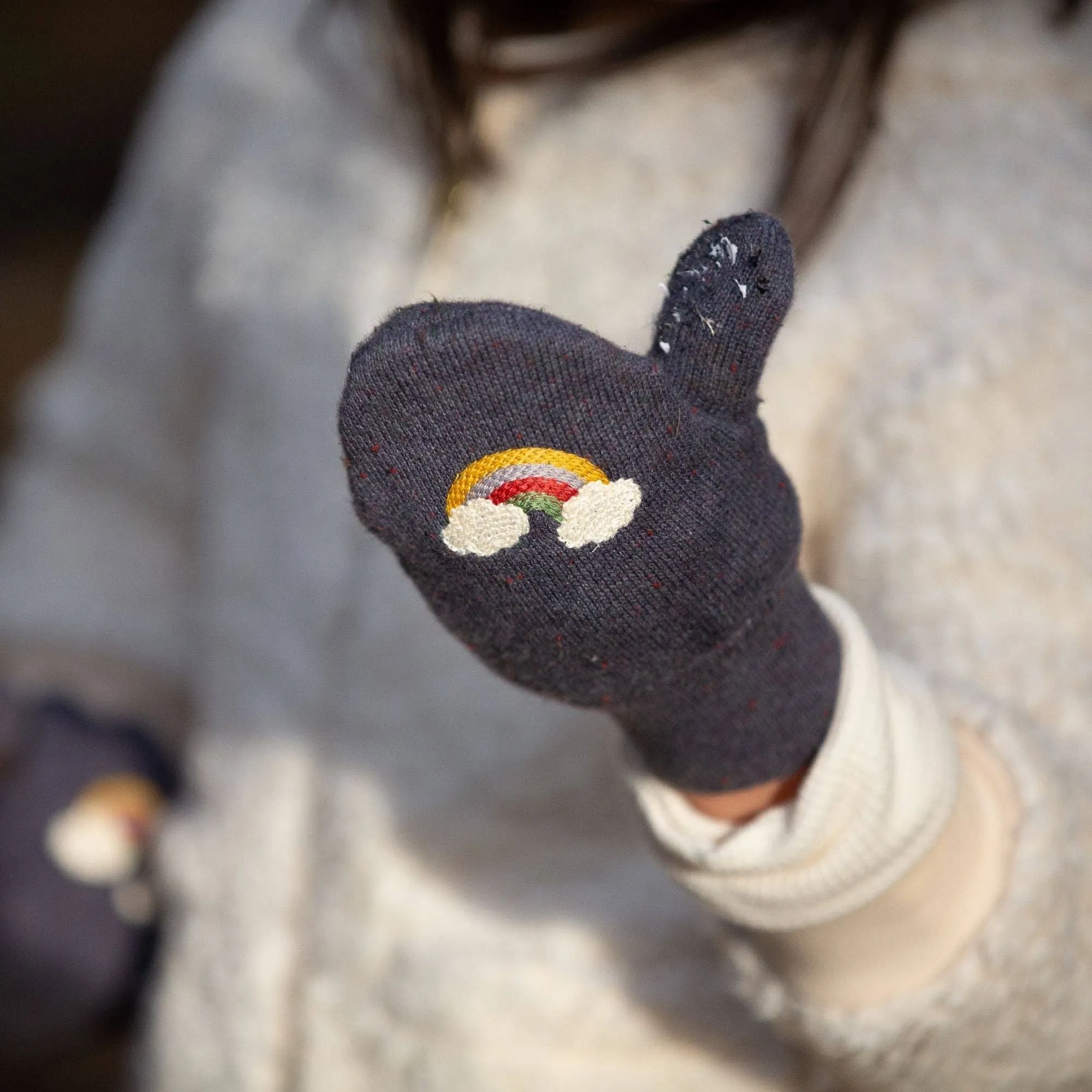 Dreamy Blue Embroidered Baby Mittens