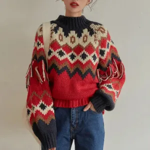 Fair Isle Argyle Chunky Knitted Sweaters