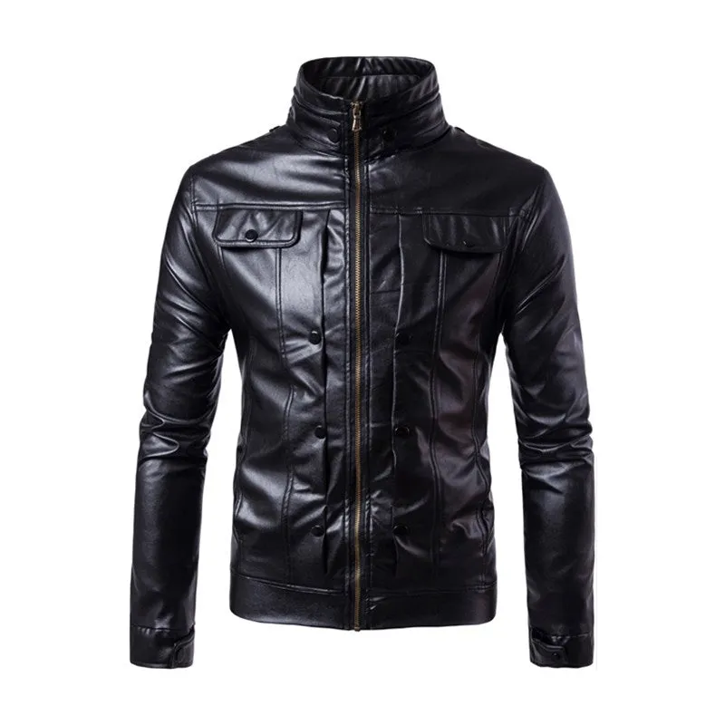 Faux Leather 4XL Jacket Fashion  Mens Slim Motorcycle Biker Jackets