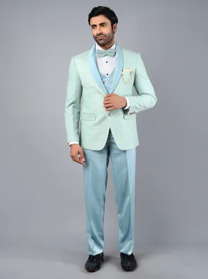 Firozi Blue Embroidered Regular Fit Suit | JadeBlue