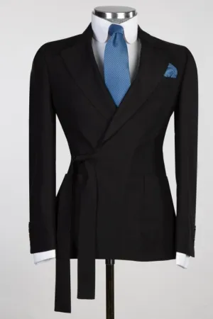 Formal Black Notched Lapel Two Pieces Prom Suits