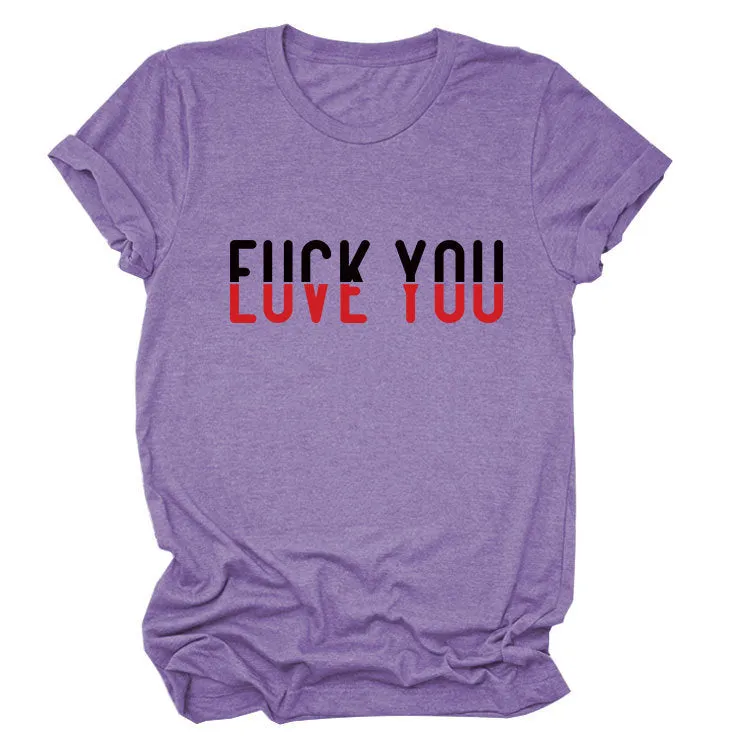 Fun printing love you casual short-sleeved comfortable simple versatile women's T-shirt