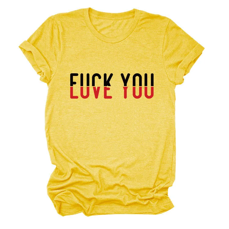 Fun printing love you casual short-sleeved comfortable simple versatile women's T-shirt