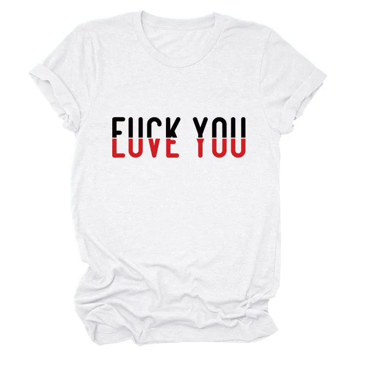 Fun printing love you casual short-sleeved comfortable simple versatile women's T-shirt