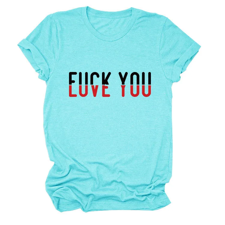 Fun printing love you casual short-sleeved comfortable simple versatile women's T-shirt