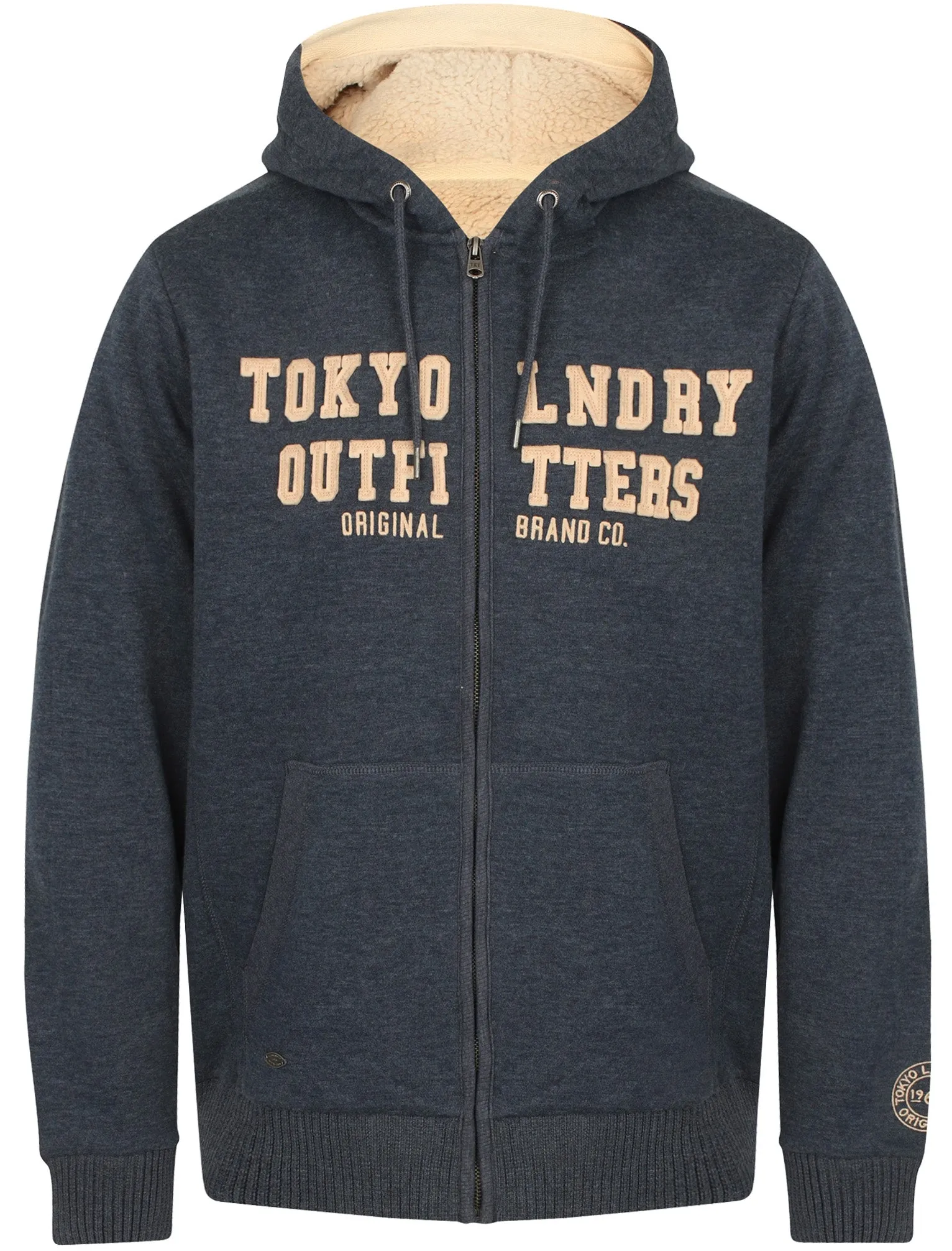 Grayson Borg Lined Zip Through Hoodie In Dark Navy Marl - Tokyo Laundry