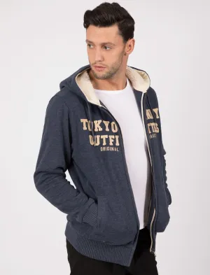 Grayson Borg Lined Zip Through Hoodie In Dark Navy Marl - Tokyo Laundry