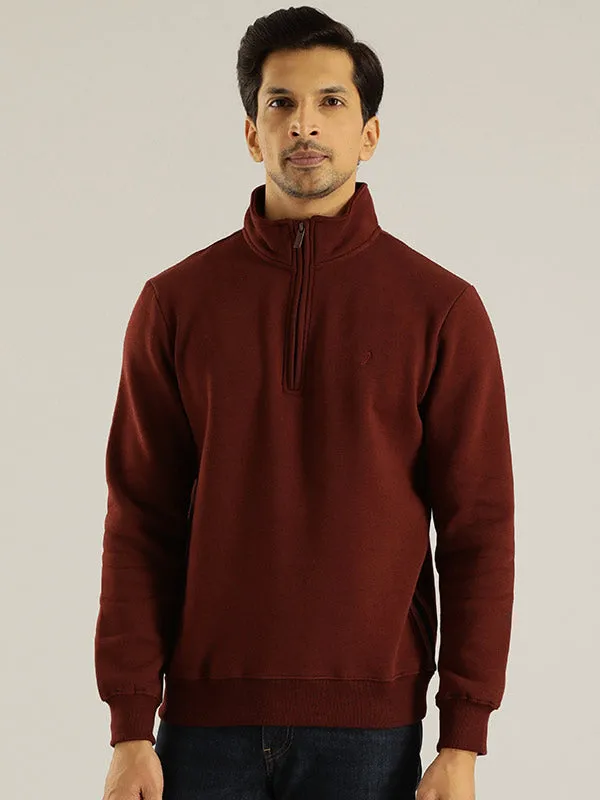 Men Full Sleeve Solid High Neck Sweatshirt