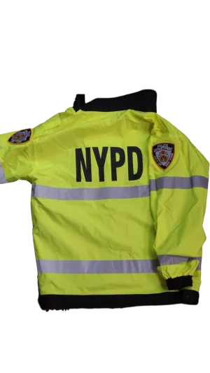 NYPD Reversible Hi-Vis Raincoat with Screen Print  & Patches