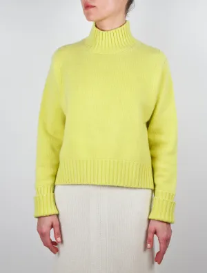 Pointelle Detail Turtle Neck Cashmere Sweater