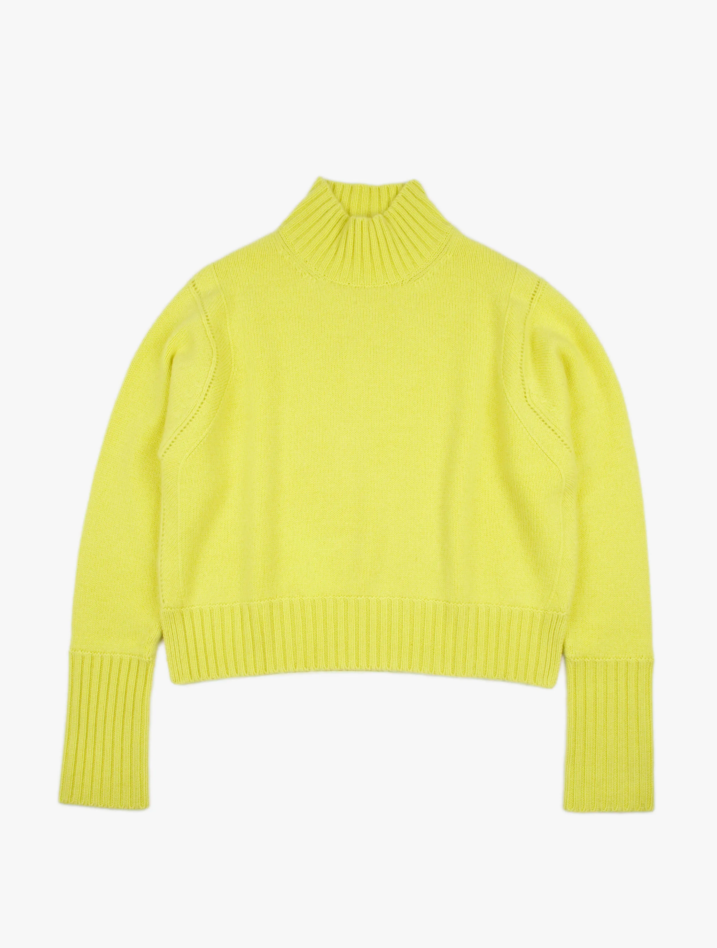 Pointelle Detail Turtle Neck Cashmere Sweater