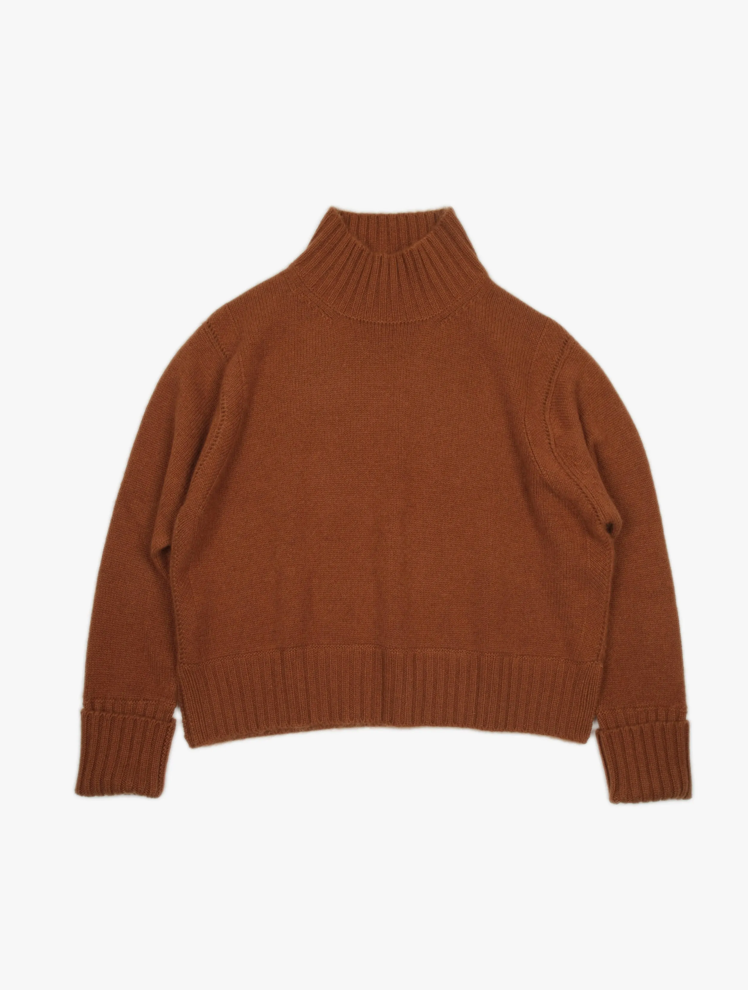 Pointelle Detail Turtle Neck Cashmere Sweater