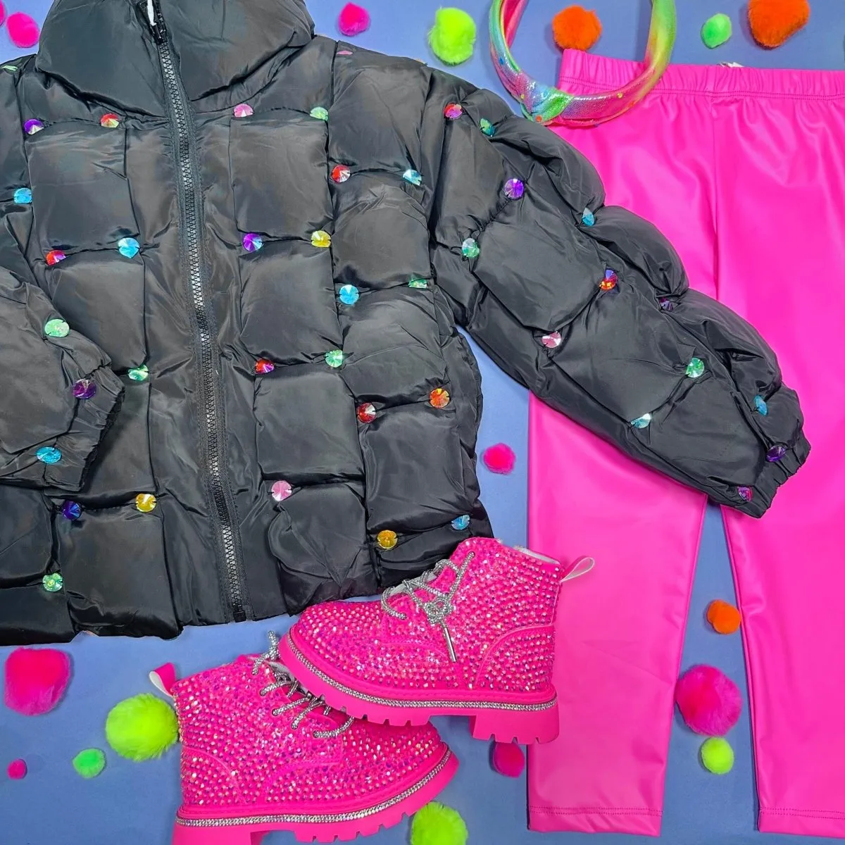 RAINBOW GEM GUILTED PUFFER JACKET