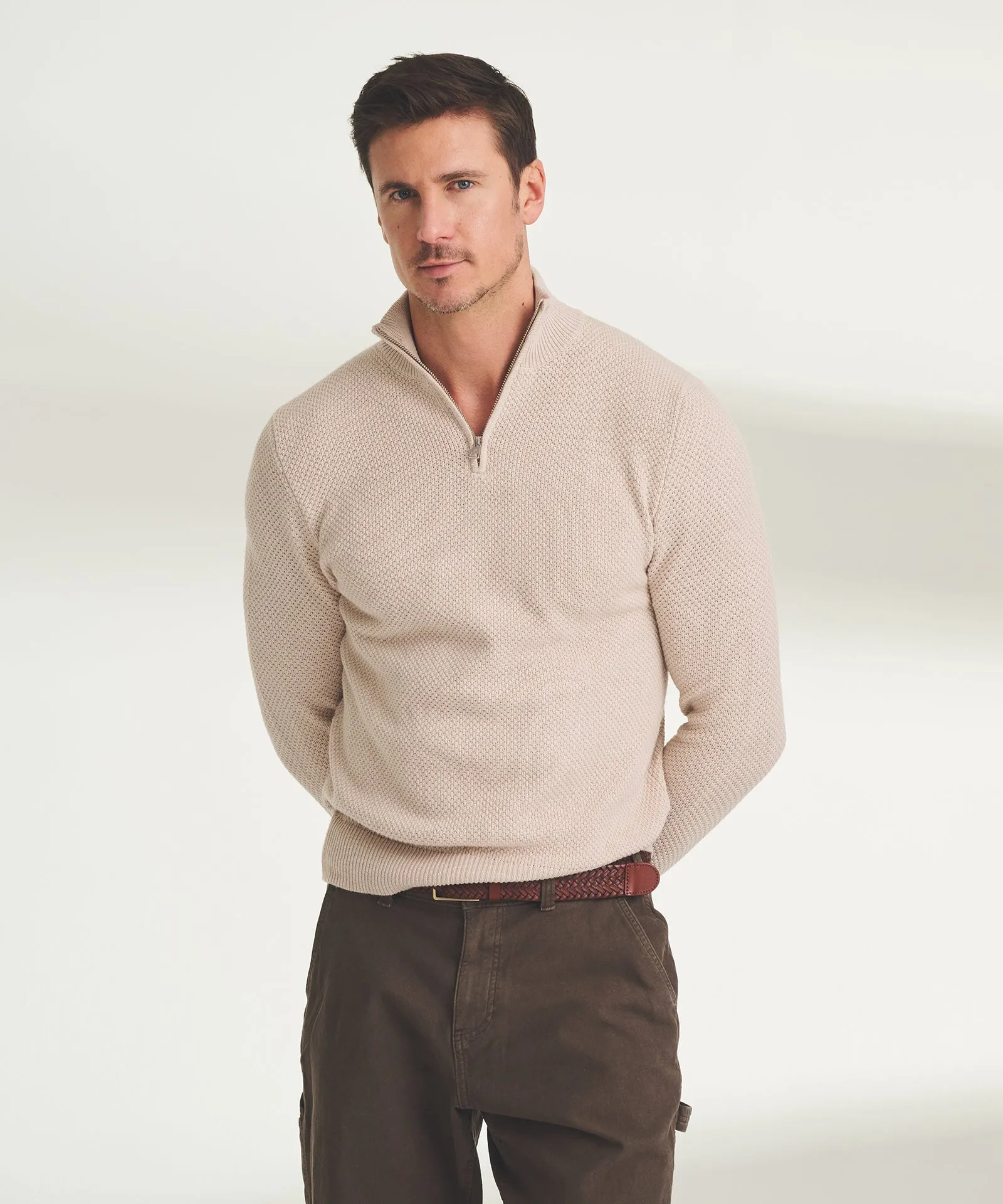 Textured Cotton Quarter Zip