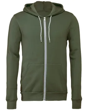 Unisex polycotton fleece full-zip hoodie | Military Green