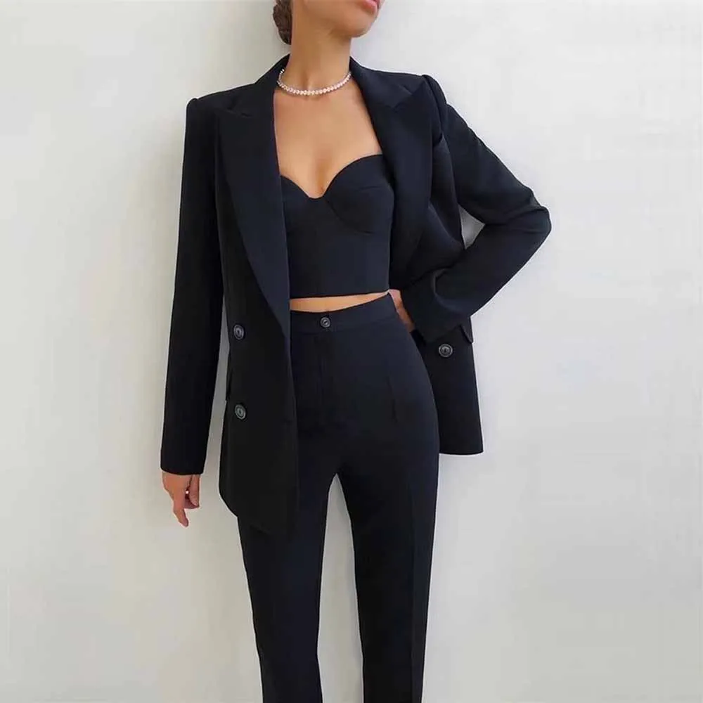 Women 3 Pieces Pantsuits Wedding Party Wear Suits Formal Business Suits