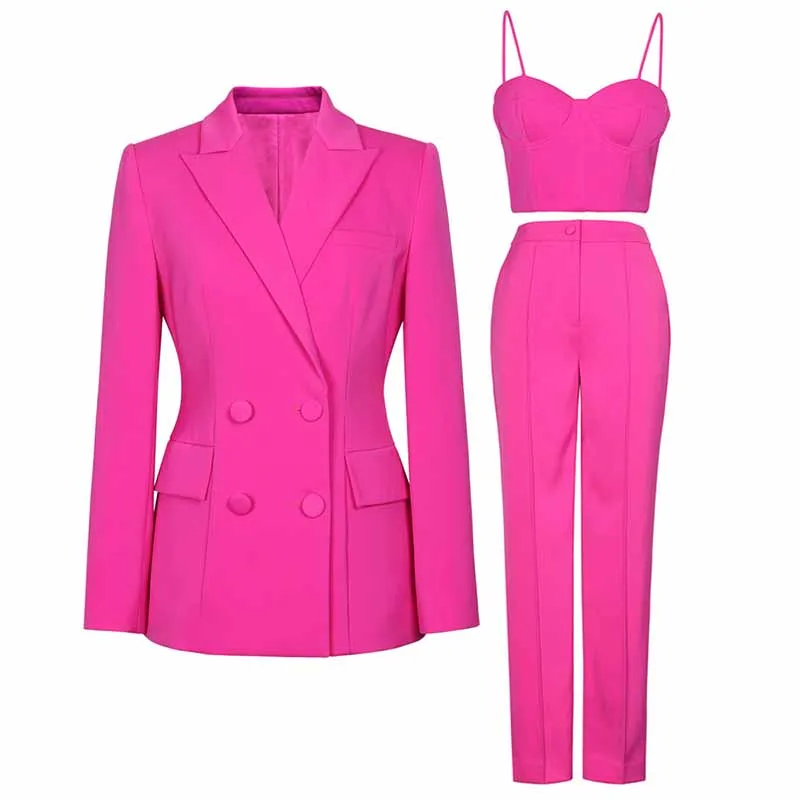 Women 3 Pieces Pantsuits Wedding Party Wear Suits Formal Business Suits