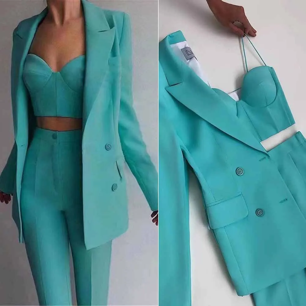 Women 3 Pieces Pantsuits Wedding Party Wear Suits Formal Business Suits