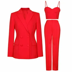 Women 3 Pieces Pantsuits Wedding Party Wear Suits Formal Business Suits