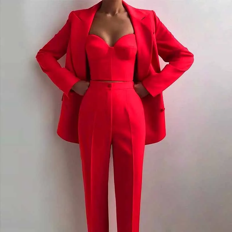 Women 3 Pieces Pantsuits Wedding Party Wear Suits Formal Business Suits