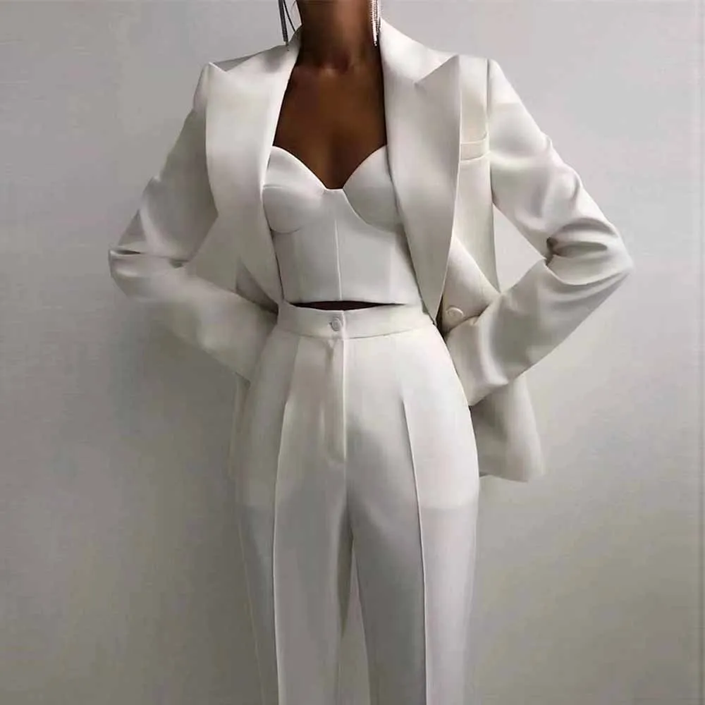 Women 3 Pieces Pantsuits Wedding Party Wear Suits Formal Business Suits