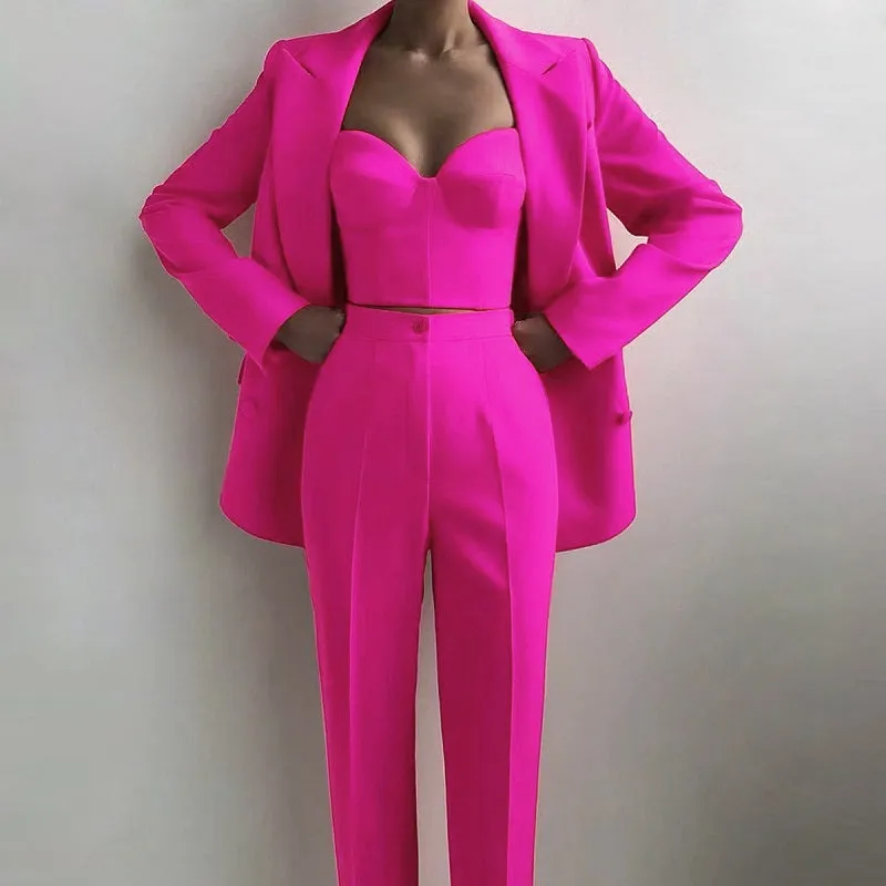 Women 3 Pieces Pantsuits Wedding Party Wear Suits Formal Business Suits