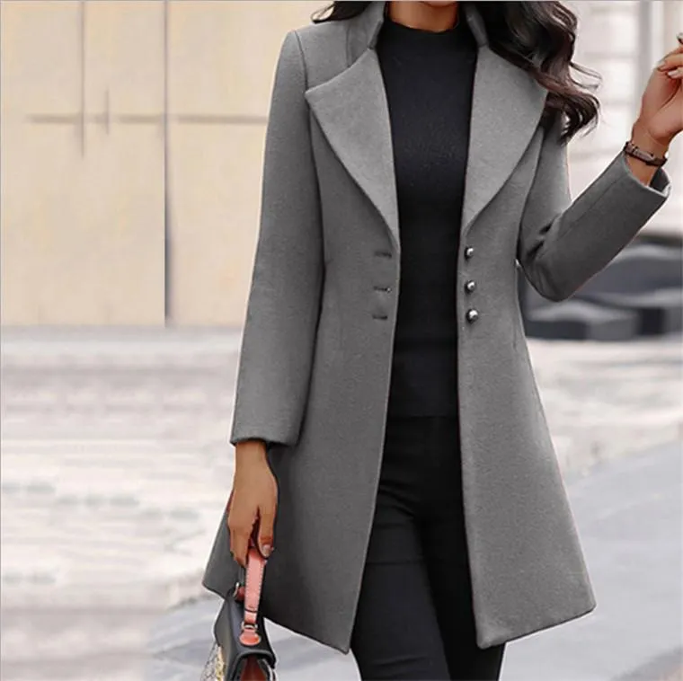 Women Winter Long Blazer Overcoat