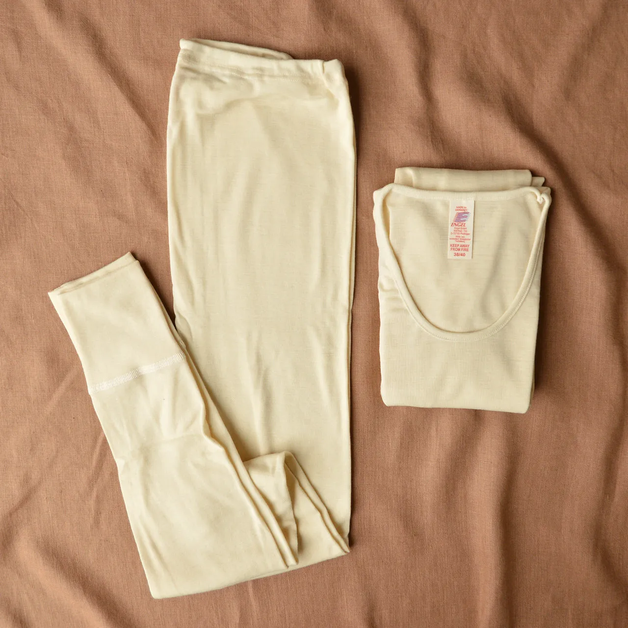 Women's 100% Organic Merino Wool Long Johns - Natural