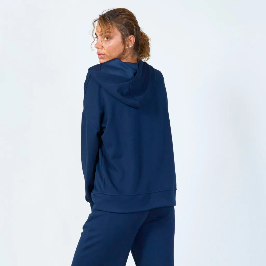 Zip-up hoodie with kangaroo pockets wholesale