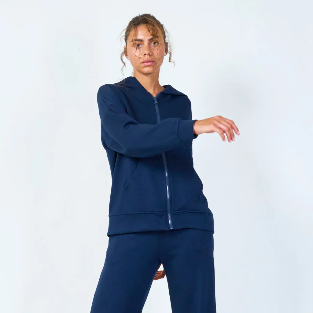 Zip-up hoodie with kangaroo pockets wholesale