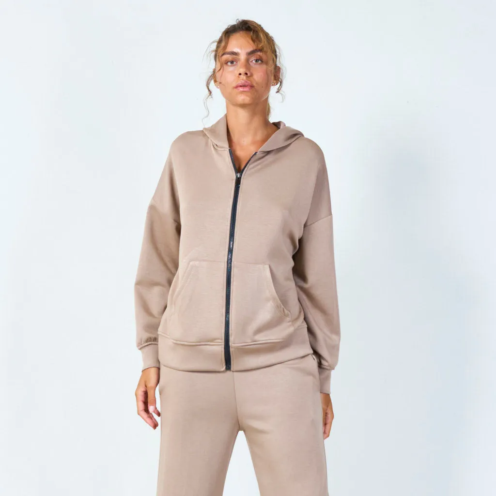 Zip-up hoodie with kangaroo pockets wholesale