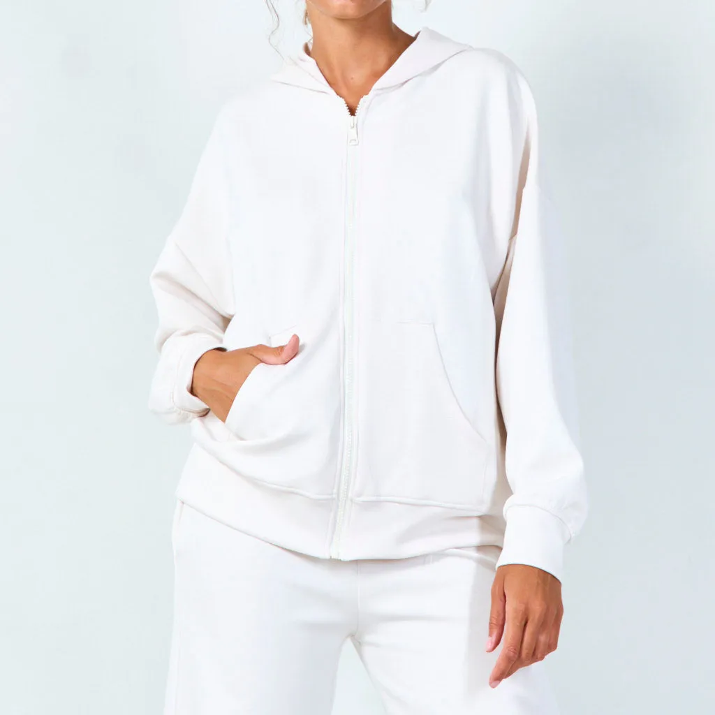 Zip-up hoodie with kangaroo pockets wholesale