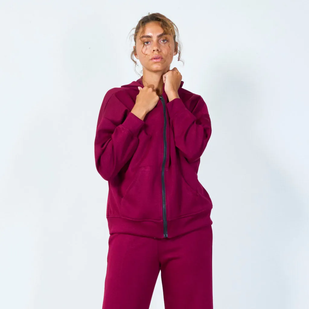 Zip-up hoodie with kangaroo pockets wholesale