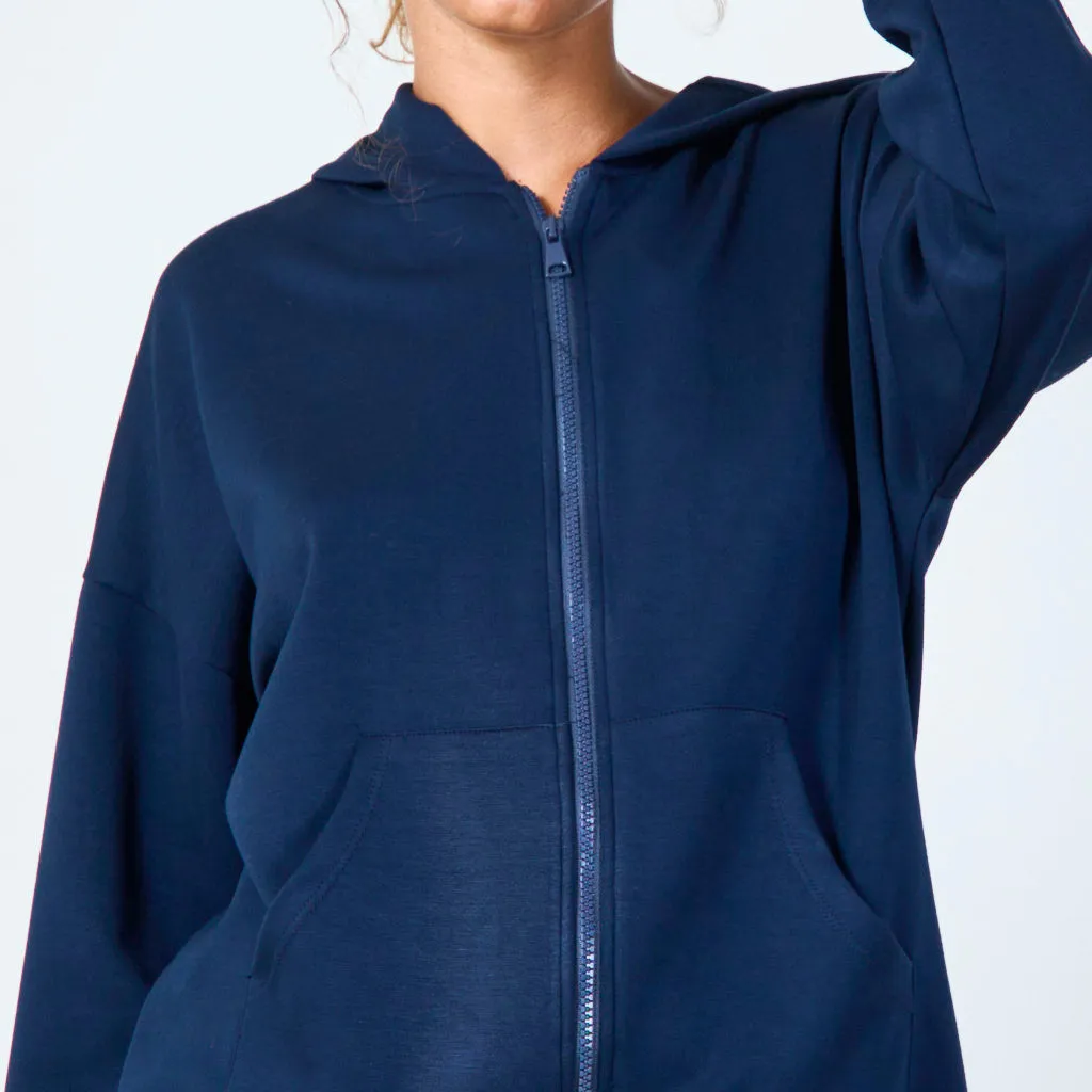 Zip-up hoodie with kangaroo pockets wholesale